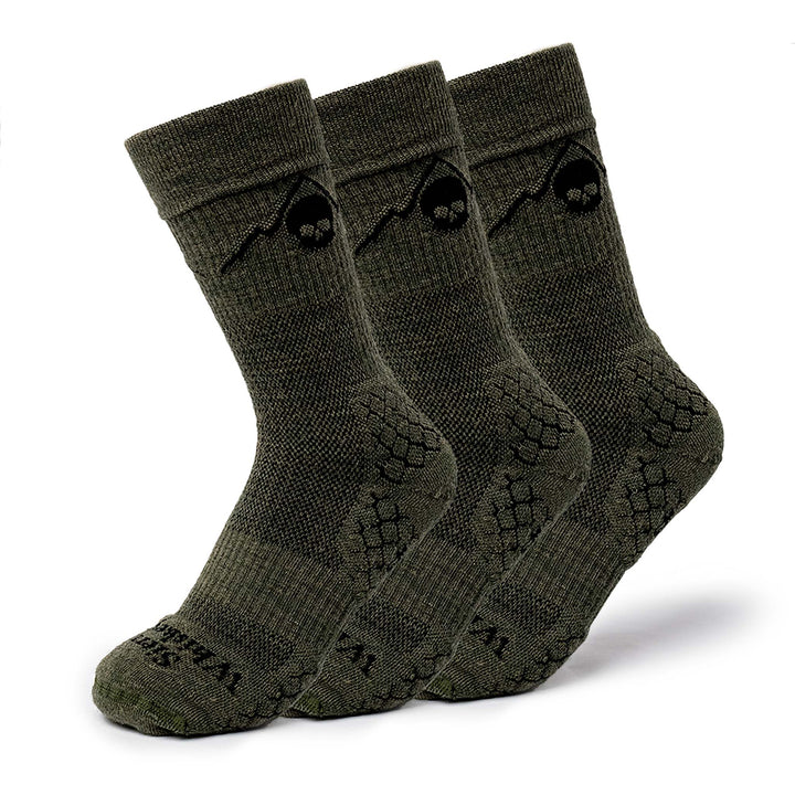 Sierra Whiskey Co Exfil Boot Sock 3 Pack Reptile Green Front Merino Tactical Socks