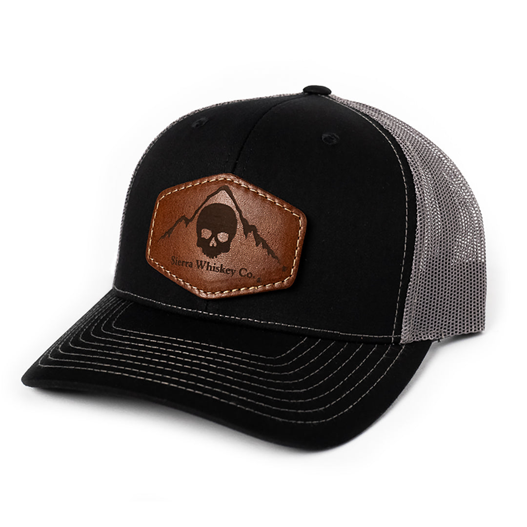 Sierra Whiskey Co Leather Patch Hat Black Charcoal Richardson 112 Hex