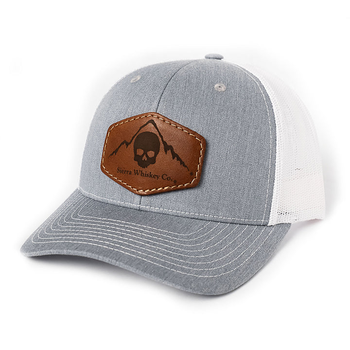 Sierra Whiskey Co Leather Patch Hat Heather Grey White Richardson 112 Hex