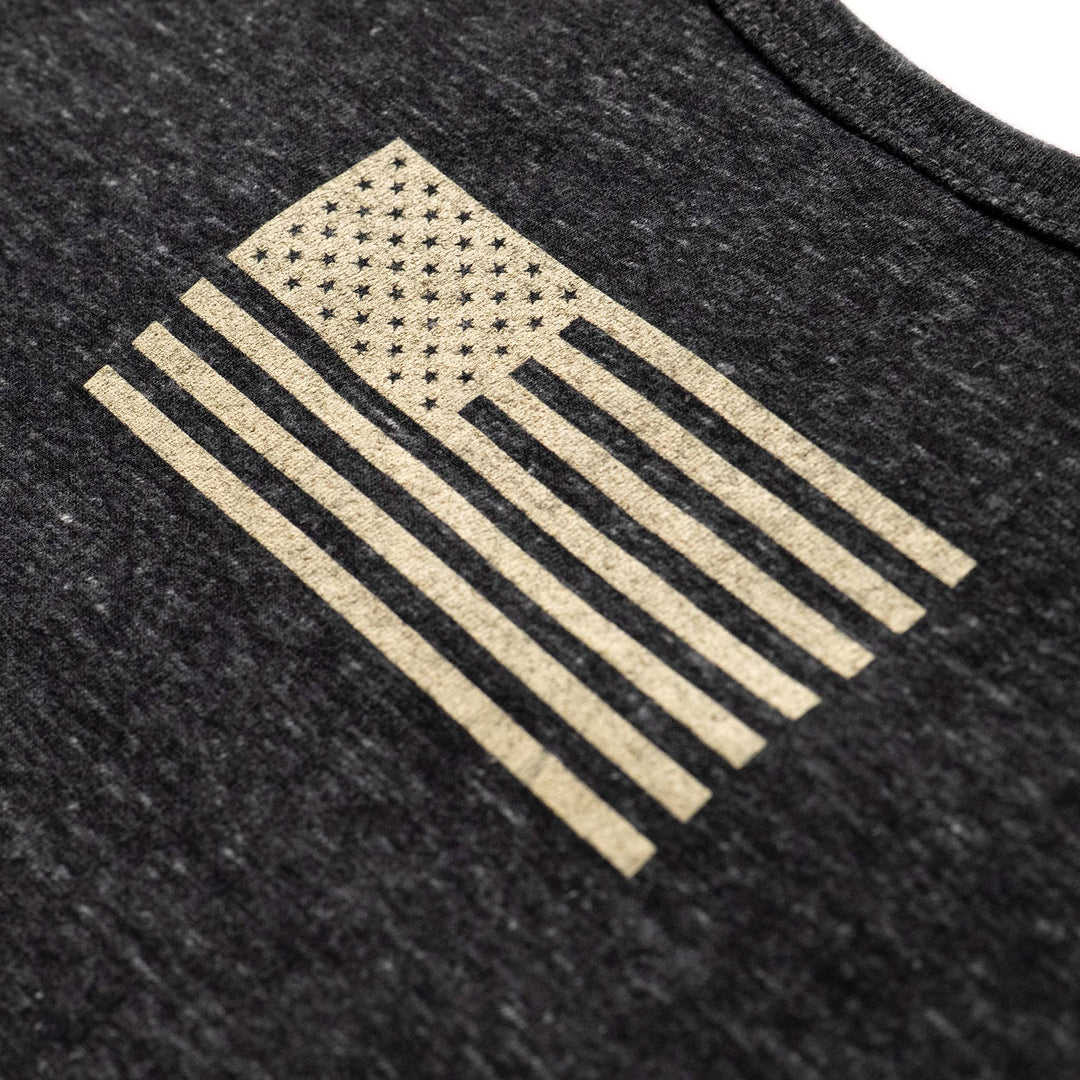 Sierra Whiskey Co Logo Tank Diesel Smoke Heather American Flag Detail