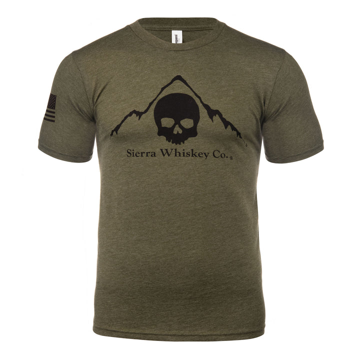Sierra Whiskey Co Logo Tshirt Heather Army Mens Tshirt Front